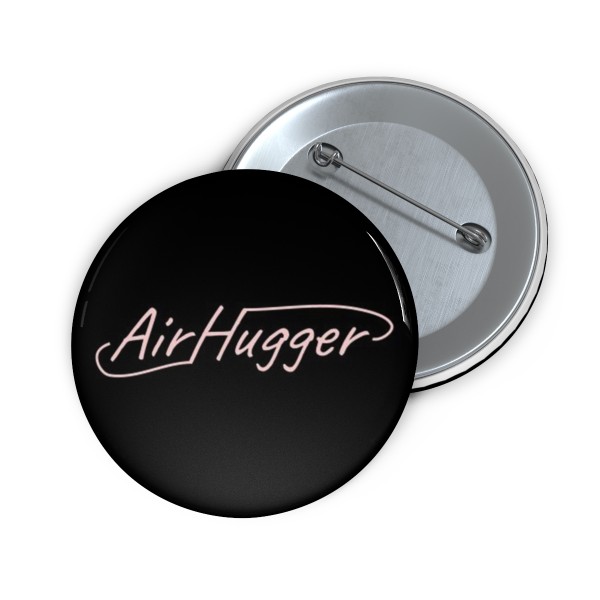 Airhugger Buttons - Black with Pink Font
